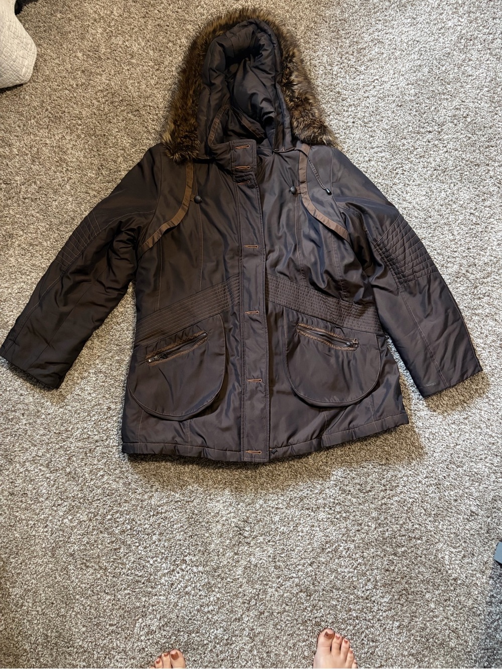 Regal Park Women’s Hooded Winter Parka coat - Brown